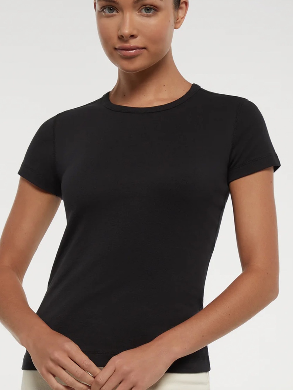 Marea Crew Black Classic Crew Neck Short Sleeve Top - 49% cotton SZXL